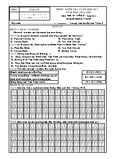 Đề kiểm tra cuối học kì I Lịch sử và Địa lí 5 - Năm học 2022-2023 - Trường Tiểu học Thị trấn Vôi số 2 (Có đáp án + Ma trận)
