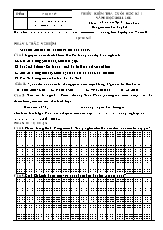 Đề kiểm tra cuối học kì I Lịch sử và Địa lí Khối 4 - Năm học 2022-2023 - Trường Tiểu học Thị trấn Vôi số 2 (Có đáp án + Ma trận)