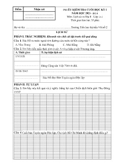 Đề kiểm tra cuối học kì I Lịch sử và Địa lí Khối 5 - Năm học 2023-2024 - Trường Tiểu học Thị trấn Vôi số 2