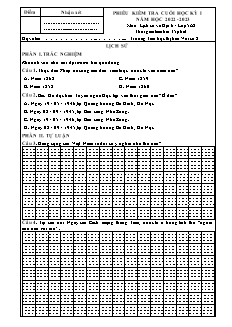 Đề kiểm tra cuối học kì I Lịch sử và Địa lí Lớp 5 - Năm học 2022-2023 - Trường Tiểu học Thị trấn Vôi số 2 (Có đáp án + Ma trận)