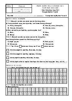 Đề kiểm tra cuối học kì I môn Khoa học Lớp 4 - Năm học 2022-2023 - Trường Tiểu học Thị trấn Vôi số 2 (Có đáp án + Ma trận)