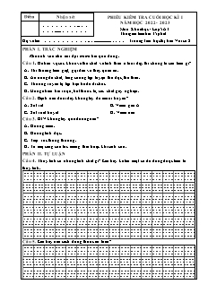 Đề kiểm tra cuối học kì I môn Khoa học Lớp 5 - Năm học 2022-2023 - Trường Tiểu học Thị trấn Vôi số 2 (Có đáp án + Ma trận)