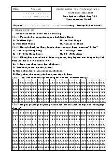Đề kiểm tra cuối học kì I môn Lịch sử và Địa lí 5 - Năm học 2022-2023 - Trường Tiểu học Thị trấn Vôi số 2 (Có đáp án + Ma trận)