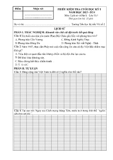 Đề kiểm tra cuối học kì I môn Lịch sử và Địa lí 5 - Năm học 2023-2024 - Trường Tiểu học Thị trấn Vôi số 2