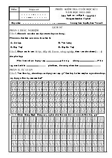 Đề kiểm tra cuối học kì I môn Lịch sử và Địa lí Lớp 4 - Năm học 2022-2023 - Trường Tiểu học Thị trấn Vôi số 2 (Có đáp án + Ma trận)