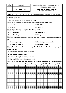 Đề kiểm tra cuối học kì I môn Lịch sử và Địa lí Lớp 5 - Năm học 2022-2023 - Trường Tiểu học Thị trấn Vôi số 2 (Có đáp án + Ma trận)