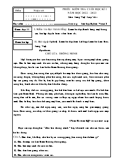Đề kiểm tra cuối học kì I môn Tiếng Việt 5 (Đọc) - Năm học 2022-2023 - Trường Tiểu học Thị trấn Vôi số 2 (Có đáp án + Ma trận)