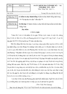 Đề kiểm tra cuối học kì I môn Tiếng Việt 5 - Năm học 2023-2024 - Trường Tiểu học Thị trấn Vôi số 2