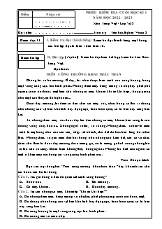 Đề kiểm tra cuối học kì I môn Tiếng Việt Lớp 5 (Đọc) - Năm học 2022-2023 - Trường Tiểu học Thị trấn Vôi số 2 (Có đáp án)