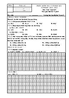 Đề kiểm tra cuối học kì I môn Toán 5 - Năm học 2022-2023 - Trường Tiểu học Thị trấn Vôi số 2 (Có đáp án + Ma trận)
