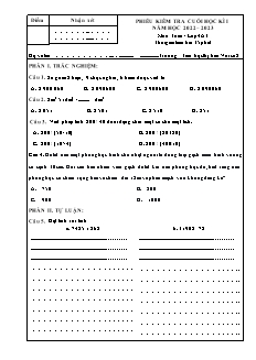 Đề kiểm tra cuối học kì I môn Toán Lớp 4 - Năm học 2022-2023 - Trường Tiểu học Thị trấn Vôi số 2 (Có đáp án + Ma trận)