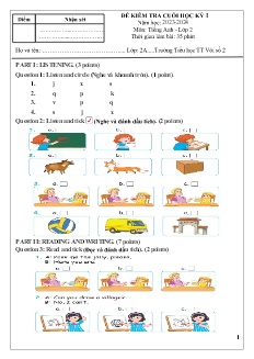 Đề kiểm tra cuối học kì I Tiếng Anh 2 - Năm học 2023-2024 - Trường Tiểu học Thị trấn Vôi số 2 (Có file nghe)