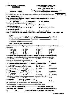 Đề kiểm tra cuối học kì I Tiếng Anh 6 - Mã đề 861 - Năm học 2021-2022 - Sở GD&ĐT Bắc Giang (Có đáp án + File nghe)