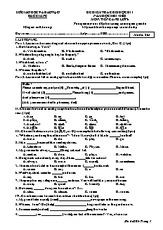 Đề kiểm tra cuối học kì I Tiếng Anh 6 - Mã đề 863 - Năm học 2021-2022 - Sở GD&ĐT Bắc Giang (Có đáp án + File nghe)