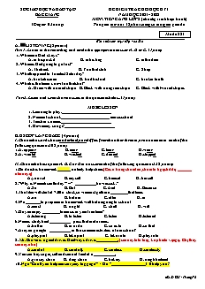Đề kiểm tra cuối học kì I Tiếng Anh 8 - Mã đề 881 - Năm học 2021-2022 - Sở GD&ĐT Bắc Giang (Có đáp án + File nghe)