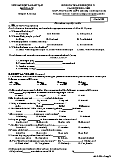 Đề kiểm tra cuối học kì I Tiếng Anh 8 - Mã đề 882 - Năm học 2021-2022 - Sở GD&ĐT Bắc Giang (Có đáp án + File nghe)