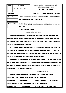 Đề kiểm tra cuối học kì I Tiếng Việt 2 - Năm học 2022-2023 - Trường Tiểu học Thị trấn Vôi số 2 (Có đáp án)