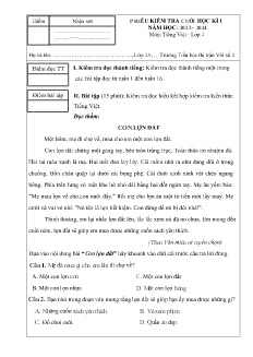 Đề kiểm tra cuối học kì I Tiếng Việt 2 - Năm học 2023-2024 - Trường Tiểu học Thị trấn Vôi số 2