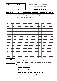 Đề kiểm tra cuối học kì I Tiếng Việt 2 (Viết) - Năm học 2022-2023 - Trường Tiểu học Thị trấn Vôi số 2 (Có đáp án + Ma trận)