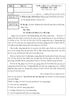 Đề kiểm tra cuối học kì I Tiếng Việt 3 - Năm học 2023-2024 - Trường Tiểu học Thị trấn Vôi số 2