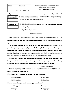 Đề kiểm tra cuối học kì I Tiếng Việt 4 (Đọc) - Năm học 2022-2023 - Trường Tiểu học Thị trấn Vôi số 2 (Có đáp án + Ma trận)
