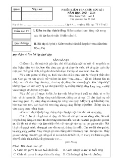 Đề kiểm tra cuối học kì I Tiếng Việt 4 - Năm học 2023-2024 - Trường Tiểu học Thị trấn Vôi số 2