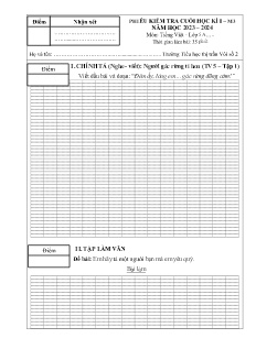 Đề kiểm tra cuối học kì I Tiếng Việt 5 (M3) - Năm học 2023-2024 - Trường Tiểu học Thị trấn Vôi số 2