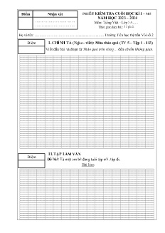 Đề kiểm tra cuối học kì I Tiếng Việt 5 (M5) - Năm học 2023-2024 - Trường Tiểu học Thị trấn Vôi số 2