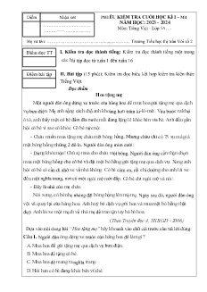 Đề kiểm tra cuối học kì I Tiếng Việt 5 - Năm học 2023-2024 - Trường Tiểu học Thị trấn Vôi số 2