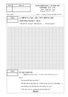 Đề kiểm tra cuối học kì I Tiếng Việt Lớp 2 - Năm học 2023-2024 - Trường Tiểu học Thị trấn Vôi số 2