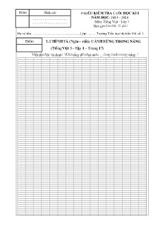 Đề kiểm tra cuối học kì I Tiếng Việt Lớp 3 - Năm học 2023-2024 - Trường Tiểu học Thị trấn Vôi số 2