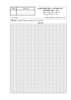 Đề kiểm tra cuối học kì I Tiếng Việt Lớp 4 - Năm học 2023-2024 - Trường Tiểu học Thị trấn Vôi số 2