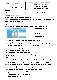 Đề kiểm tra cuối học kì I Tin học 4 - Năm học 2022-2023 - Trường Tiểu học Thị trấn Vôi số 2 (Có đáp án + Ma trận)