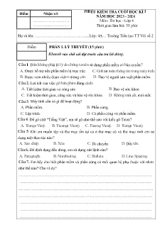Đề kiểm tra cuối học kì I Tin học 4 - Năm học 2023-2024 - Trường Tiểu học Thị trấn Vôi số 2