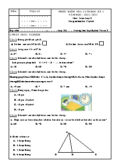 Đề kiểm tra cuối học kì I Toán 2 - Năm học 2022-2023 - Trường Tiểu học Thị trấn Vôi số 2 (Có đáp án + Ma trận)