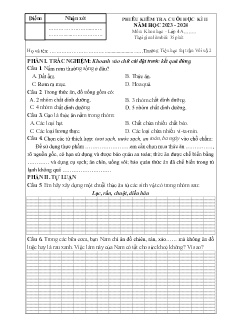 Đề kiểm tra cuối học kì II Khoa học 4 - Năm học 2023-2024 - Trường Tiểu học Thị trấn Vôi số 2