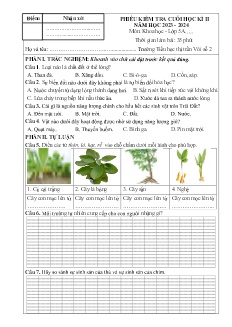 Đề kiểm tra cuối học kì II Khoa học 5 - Năm học 2023-2024 - Trường Tiểu học Thị trấn Vôi số 2