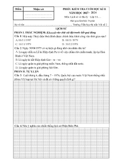 Đề kiểm tra cuối học kì II Lịch sử và Địa lí 5 - Năm học 2023-2024 - Trường Tiểu học Thị trấn Vôi số 2