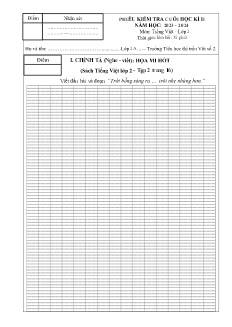 Đề kiểm tra cuối học kì II Tiếng Việt 2 - Năm học 2023-2024 - Trường Tiểu học Thị trấn Vôi số 2