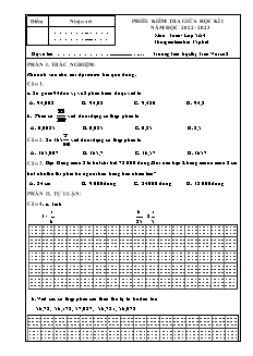 Đề kiểm tra giữa học kì I môn Toán 5 - Năm học 2022-2023 - Trường Tiểu học Thị trấn Vôi số 2 (Có đáp án + Ma trận)