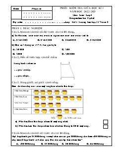 Đề kiểm tra giữa học kì I Toán Khối 4 - Năm học 2022-2023 - Trường Tiểu học Thị trấn Vôi số 2 (Có đáp án + Ma trận)