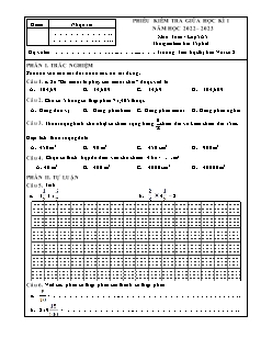 Đề kiểm tra giữa học kì I Toán Khối 5 - Năm học 2022-2023 - Trường Tiểu học Thị trấn Vôi số 2 (Có đáp án + Ma trận)