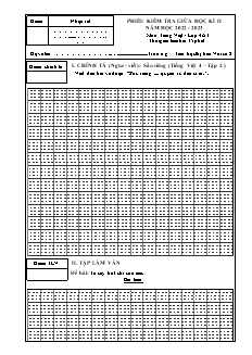 Đề kiểm tra giữa học kì II môn Tiếng Việt Lớp 4 (Viết) - Năm học 2022-2023 - Trường Tiểu học Thị trấn Vôi só 2 (Có đáp án + Ma trận)
