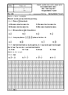Đề kiểm tra giữa học kì II môn Toán Lớp 4 - Năm học 2022-2023 - Trường Tiểu học Thị trấn Vôi số 2 (Có đáp án + Ma trận)