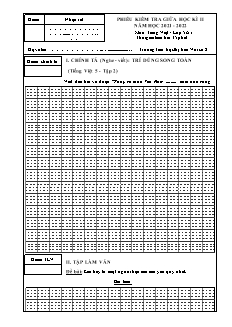 Đề kiểm tra giữa học kì II Tiếng Việt 5 (Nghe-Viết) - Năm học 2021-2022 - Trường Tiểu học Thị trấn Vôi số 2