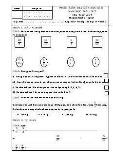 Đề kiểm tra giữa học kì II Toán Khối 4 - Năm học 2021-2022 - Trường Tiểu học Thị trấn Vôi số 2
