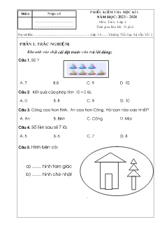 Đề kiểm tra học kì I Toán 1 - Năm học 2023-2024 - Trường Tiểu học Thị trấn Vôi số 2