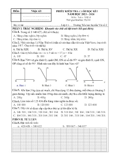 Đề kiểm tra học kì I Toán 4 - Năm học 2023-2024 - Trường Tiểu học Thị trấn Vôi số 2