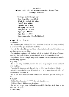 Giáo án Mầm non Lớp Lá - Chủ đề: Nghề nghiệp - Đề tài: Trò chơi với chữ cái u,ư - Năm học 2024-2025 - Nguyễn Thị Quyết