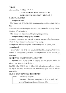 Giáo án Mĩ thuật 2 - Tuần 22, Bài 11: Phương tiện giao thông (Tiết 2) - Năm học 2022-2023